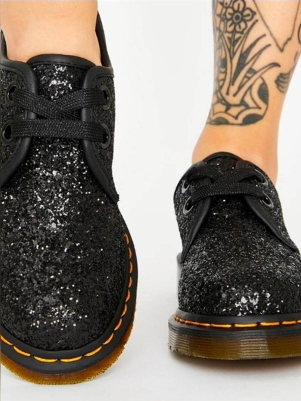 Zara Kids Black Glitter Chunky Platform Shoes Lace Up Clear Sole Size 35 EU / 6